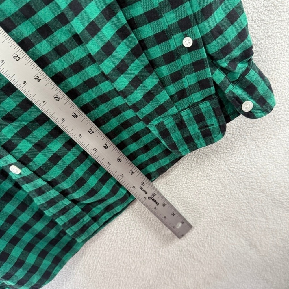 J.Crew Button Down Shirt Mens XL Tall Green Black Oxford Gingham Plaid OCBD Ivy - Picture 3 of 7